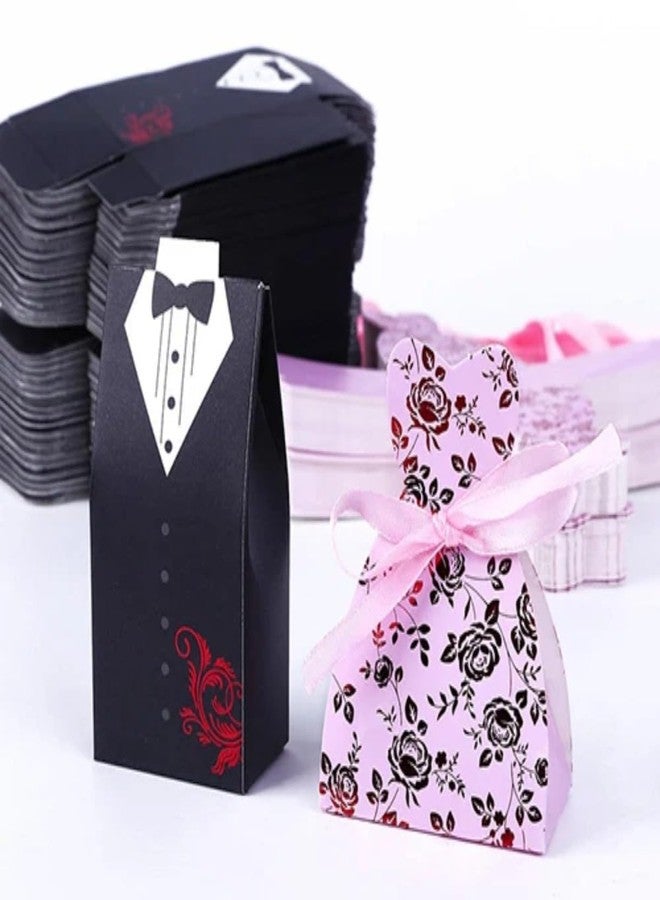 VRB Dec مجموعة VRB لعشرة علب هدايا صغيرة للتغليف/علب هدايا للهدايا، هدايا تذكارية، شوكولاتة، فواكه مجففة، هدايا زفاف ومناسبات دينية. (علبة شوكولاتة للعروس مكونة من 20 قطعة (10 قطع للعروس و10 قطع للعريس)) - Image 1